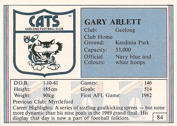 1992 AFL Regina #84 Gary Ablett Back